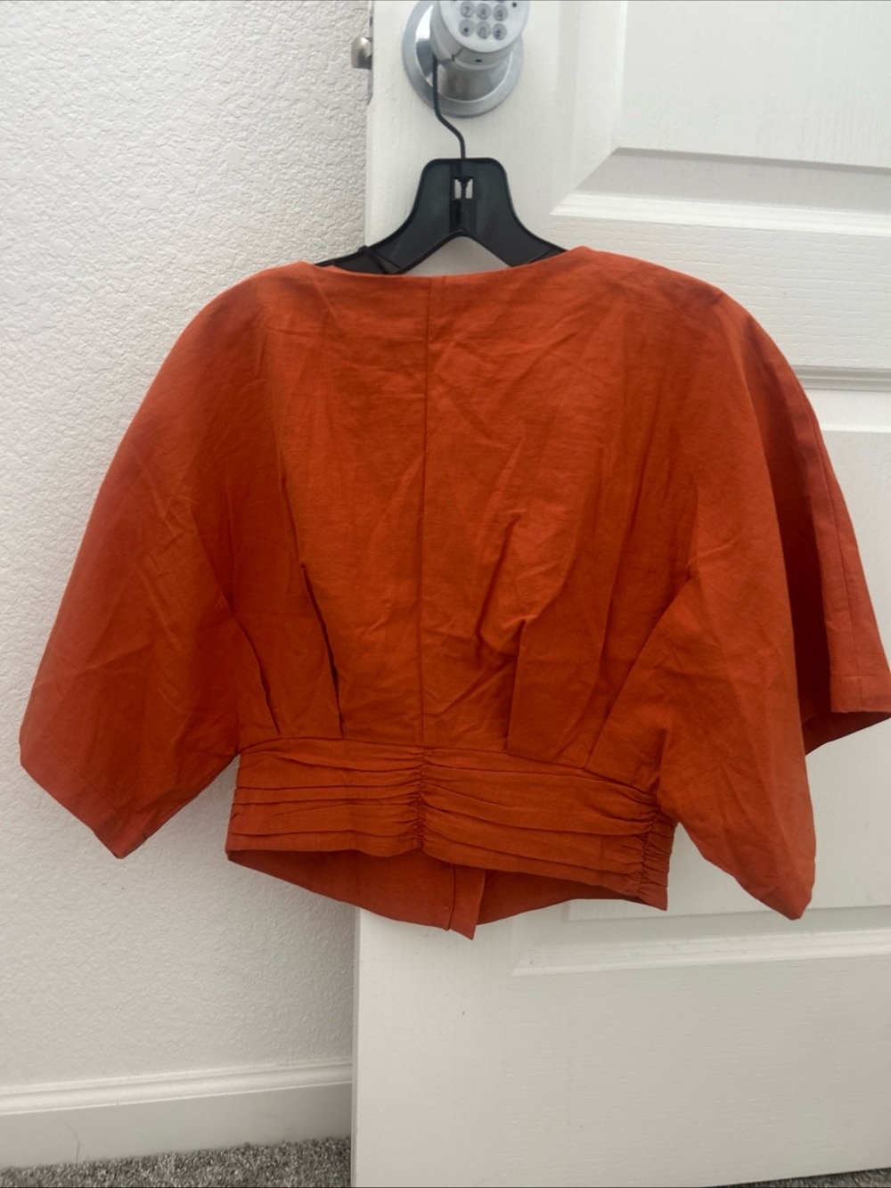 Commense Cotton & Linen Kimono Sleeve Gold Button Top Terracotta  Orange Size S - Picture 4 of 4